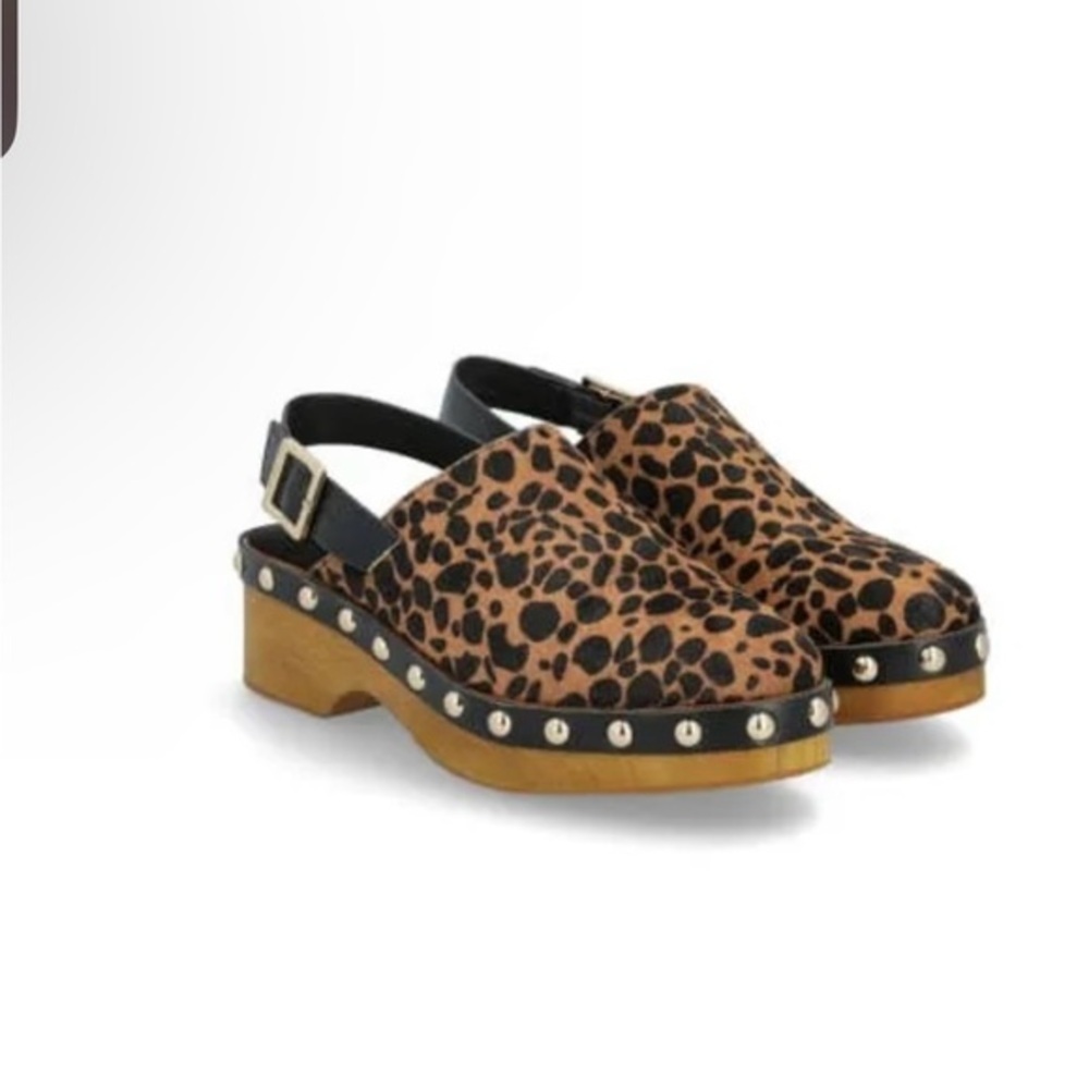 Kelsi Dagger Calf Hair Leopard Slingback Clog. NWT.